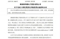 广州代注册公司芯片｜国科微办理完成注册资本工商变更登记手续