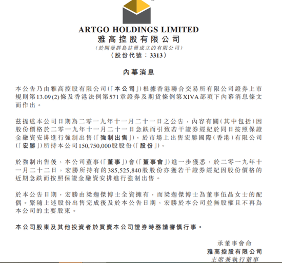 广州代办公司注册雅高控股大股东所持股份被强制出售 实控人或变更